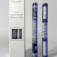 HAND PAINTED TAPER CANDLES - BLUE & WHITE