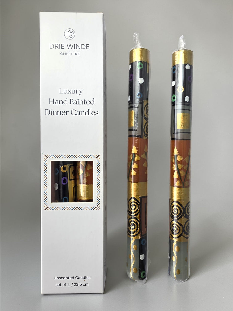 HAND PAINTED TAPER CANDLES - EARTHY