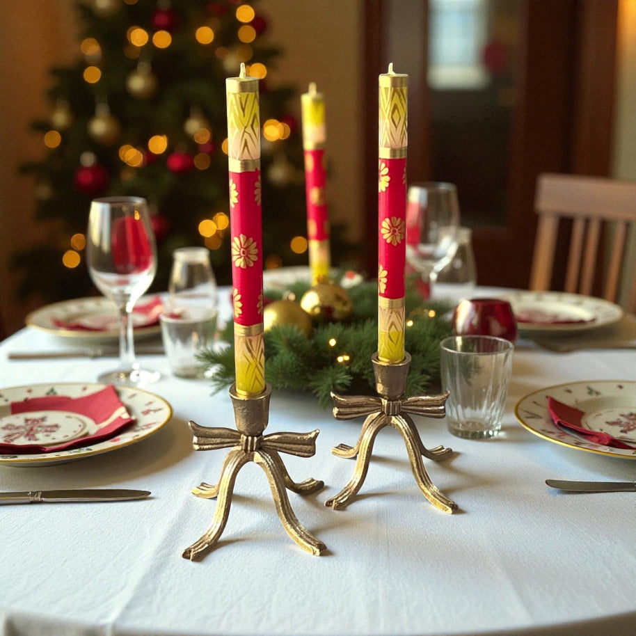 GOLD RED DINNER CANDLES