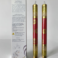 HAND PAINTED TAPER CANDLES - GOLD & RED
