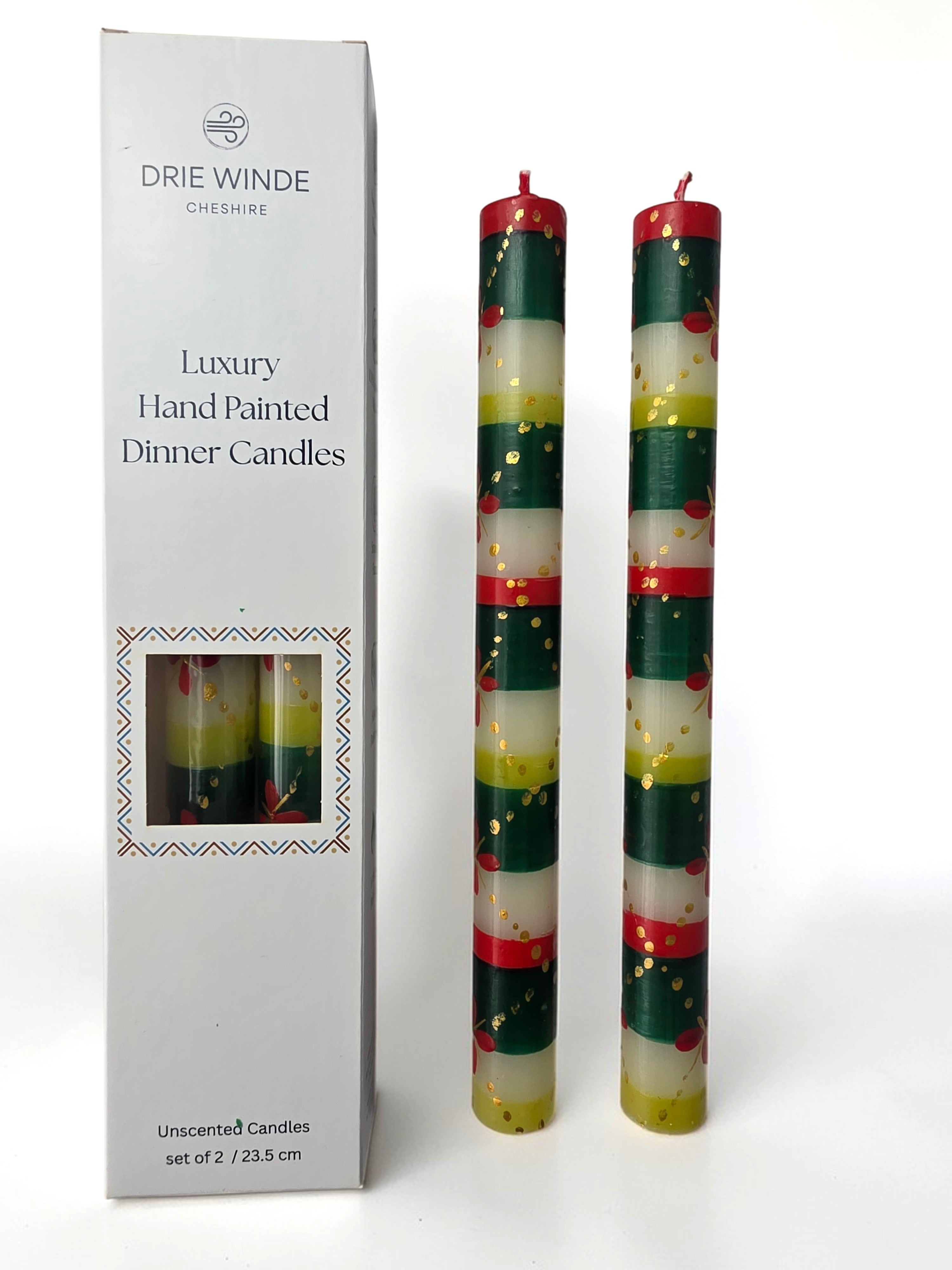 HAND PAINTED TAPER CANDLES - CHRISTMAS TREE