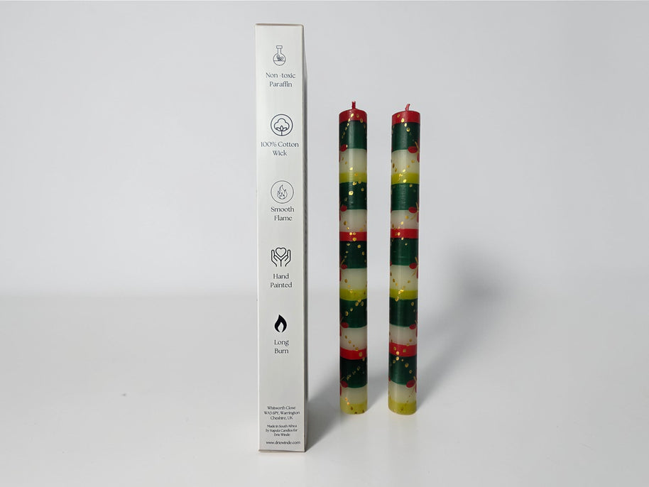 HAND PAINTED TAPER CANDLES - CHRISTMAS TREE