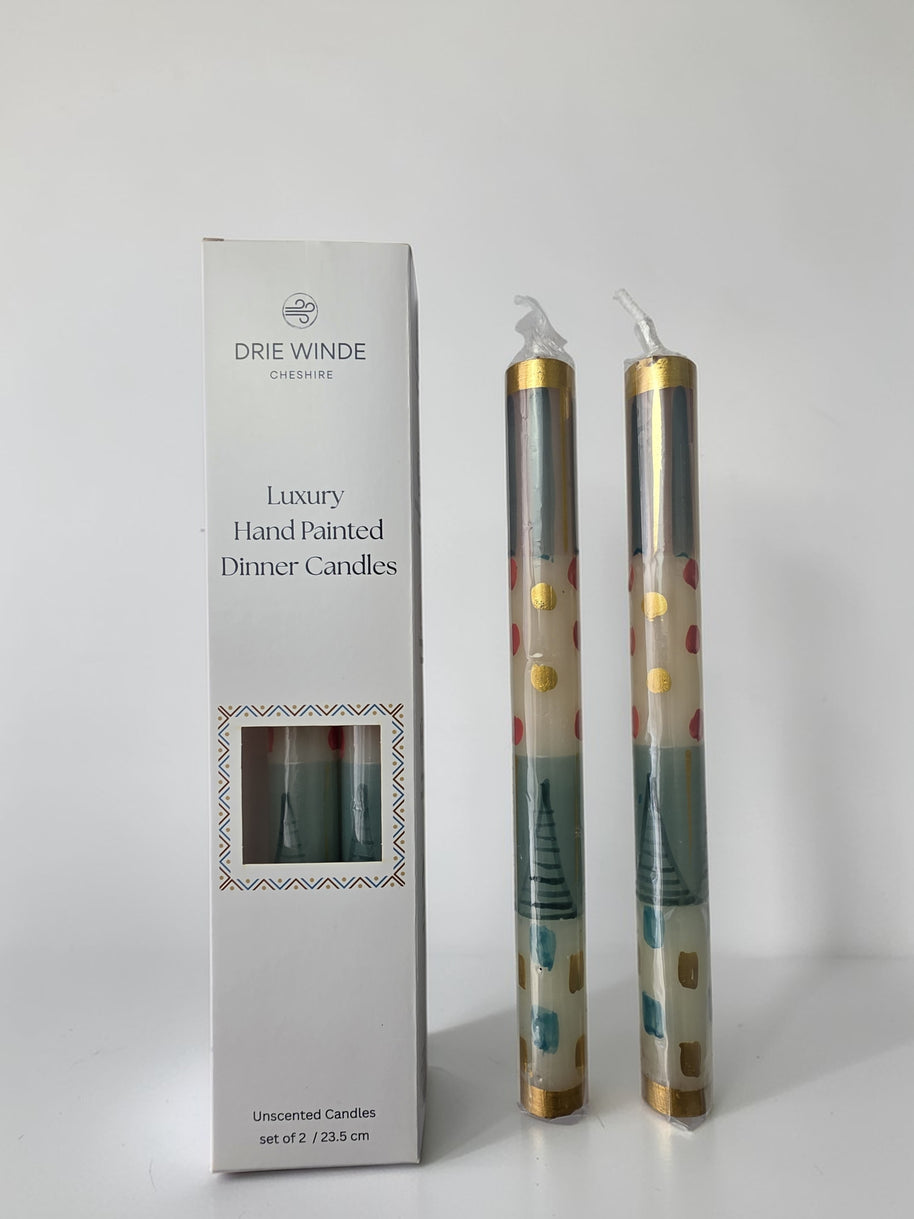 HAND PAINTED TAPER CANDLES - COTTON CANDY