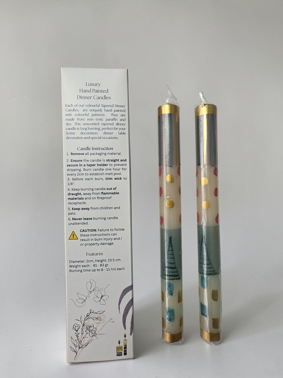 HAND PAINTED TAPER CANDLES - COTTON CANDY