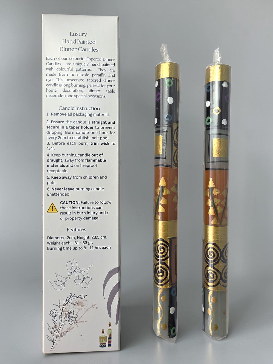 HAND PAINTED TAPER CANDLES - EARTHY