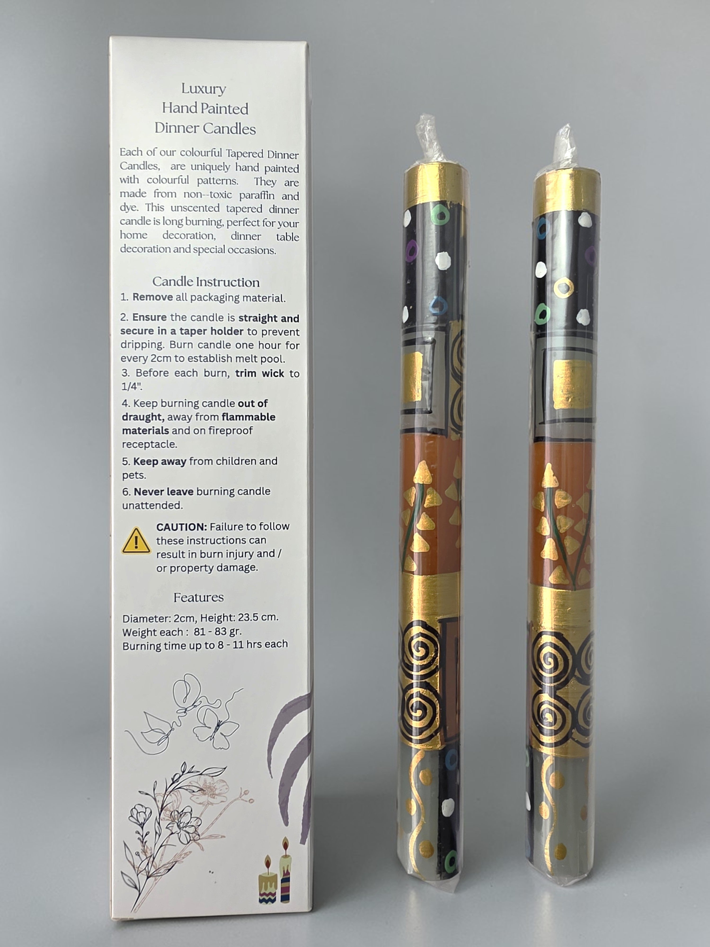 HAND PAINTED TAPER CANDLES - EARTHY