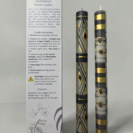HAND PAINTED TAPER CANDLES - BLACK & GOLD