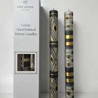 HAND PAINTED TAPER CANDLES - BLACK & GOLD