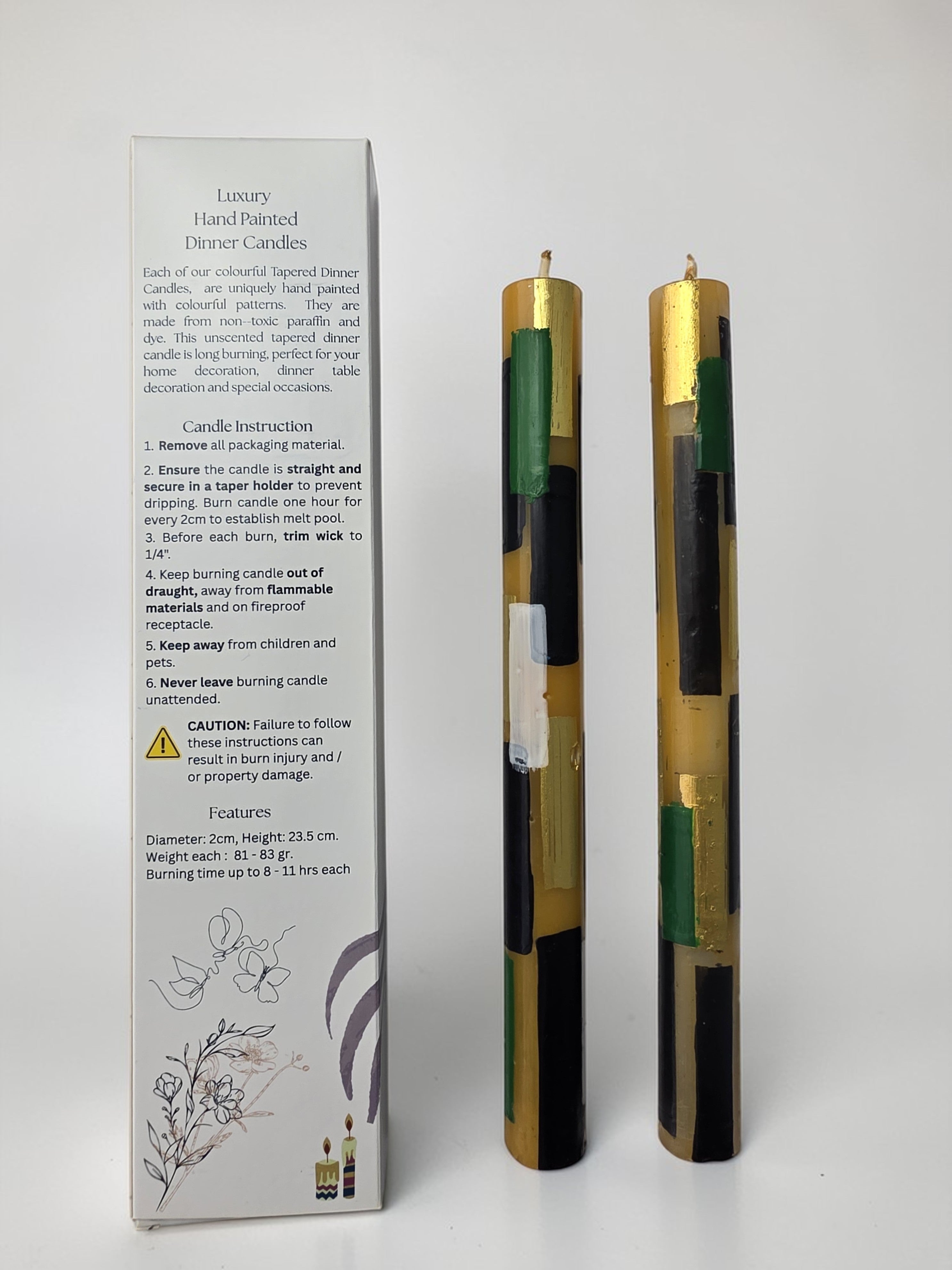 HAND PAINTED TAPER CANDLES - GEOMETRIC