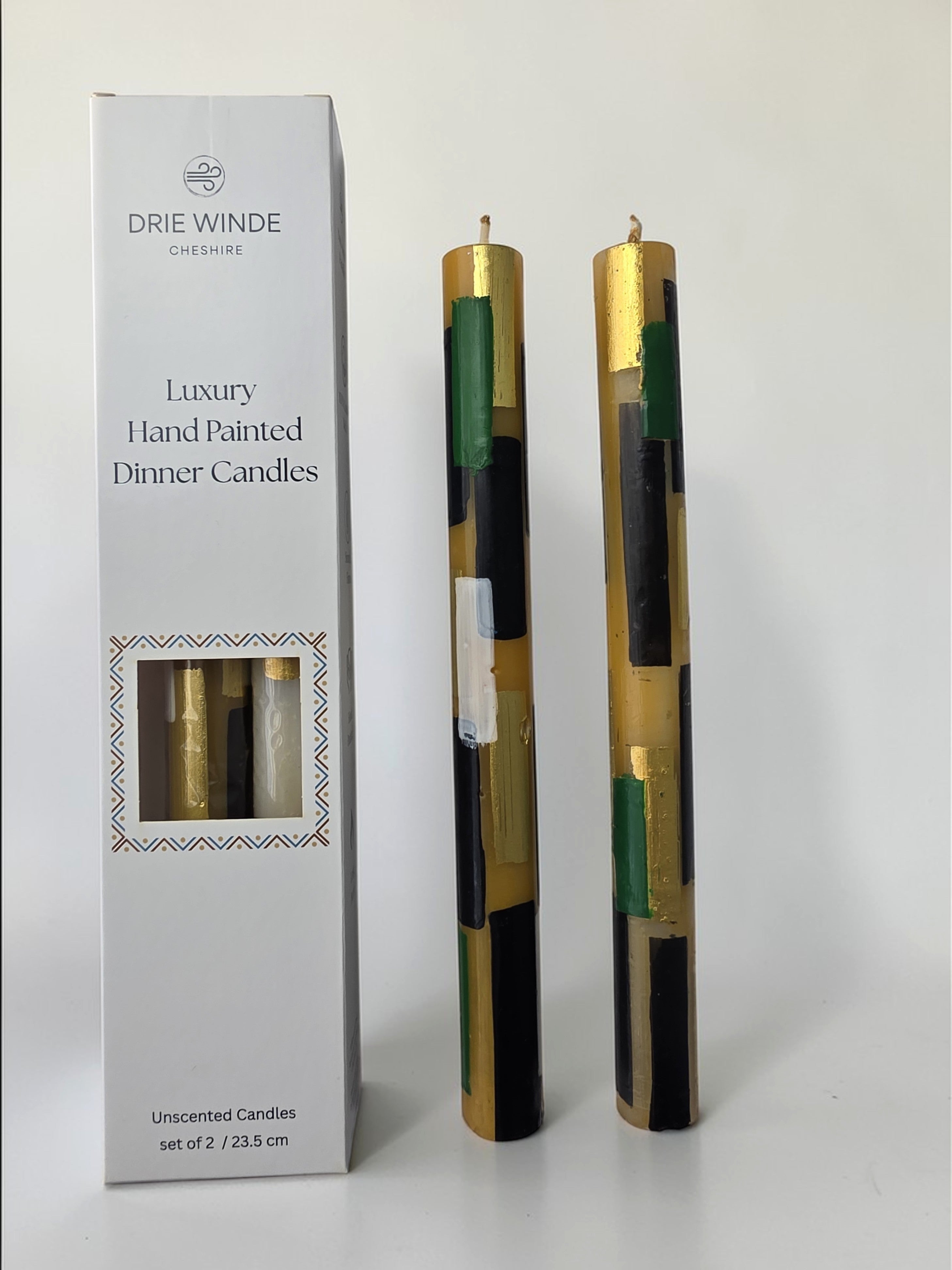 HAND PAINTED TAPER CANDLES - GEOMETRIC