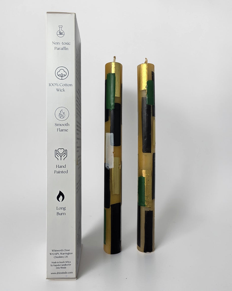 HAND PAINTED TAPER CANDLES - GEOMETRIC