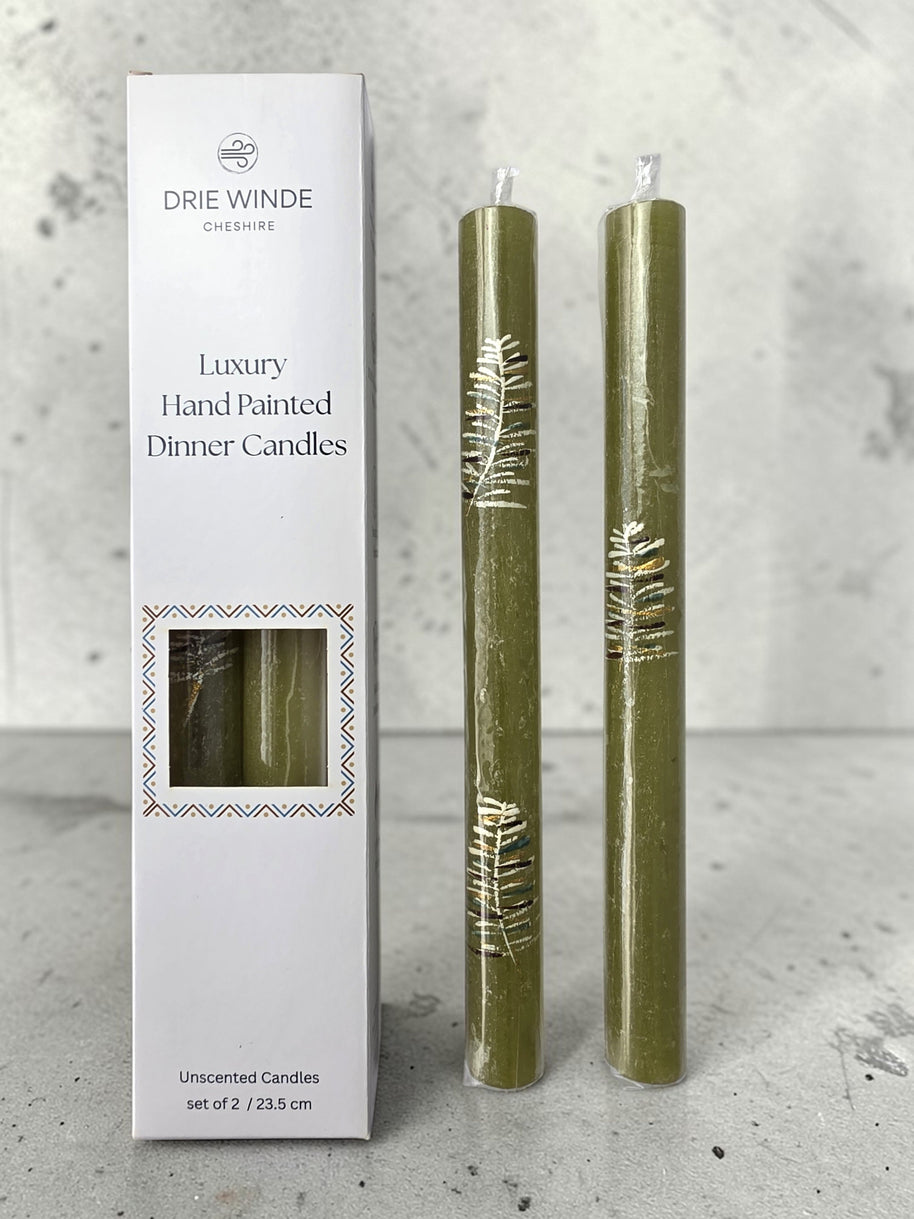 HAND PAINTED TAPER CANDLES - FROSTED LIME