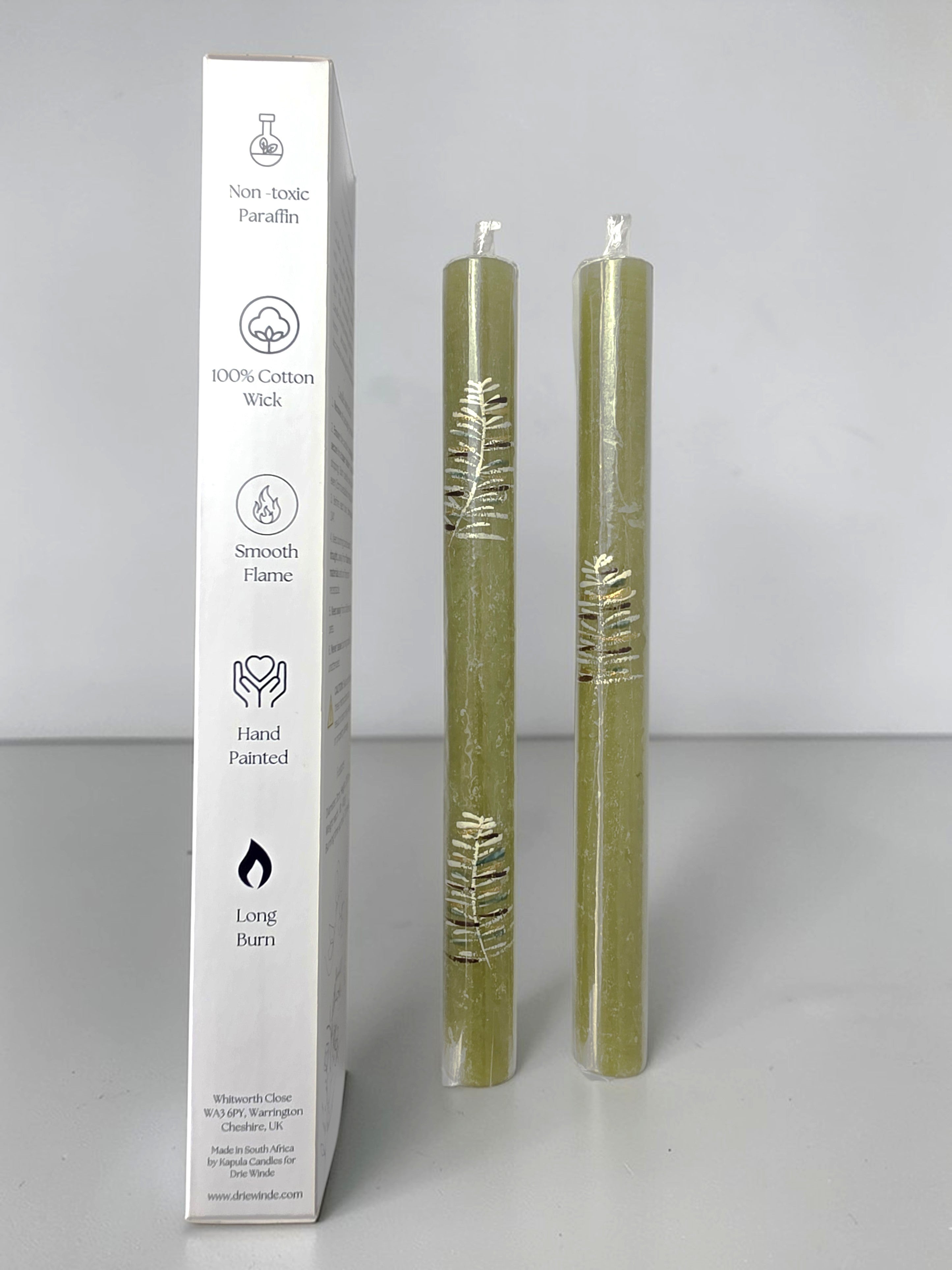 HAND PAINTED TAPER CANDLES - FROSTED LIME