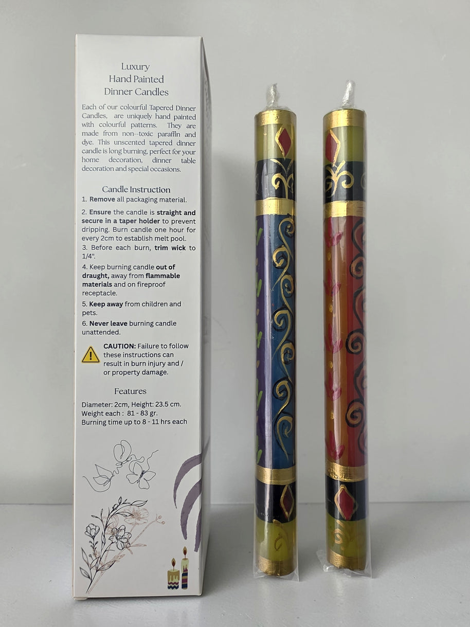 HAND PAINTED TAPER CANDLES - MINERAL