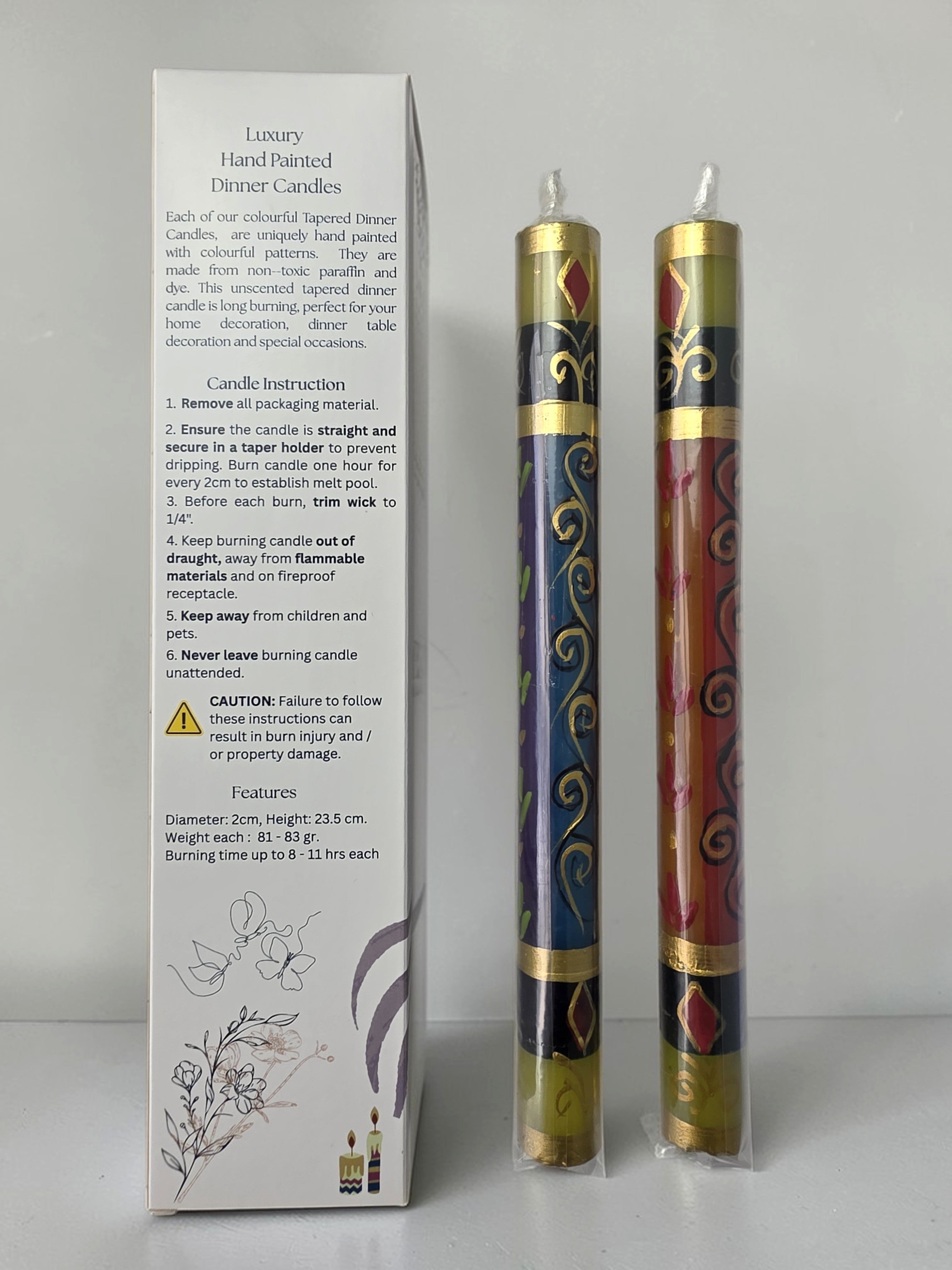 HAND PAINTED TAPER CANDLES - MINERAL